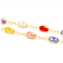 Colar Pedras Coloridas em Ouro 18 Kilates - 21456